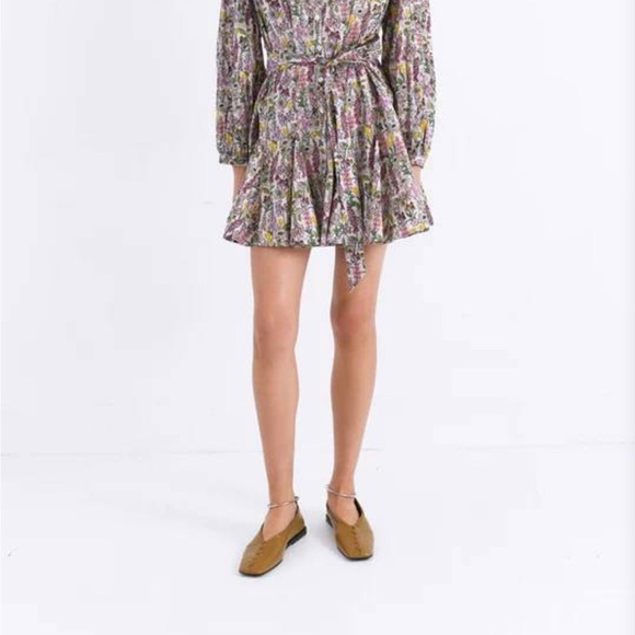 Chufy Forever Patagonia Ushi Mini Dress in Valdes Beige XS Long Sleeve Floral - Picture 6 of 11